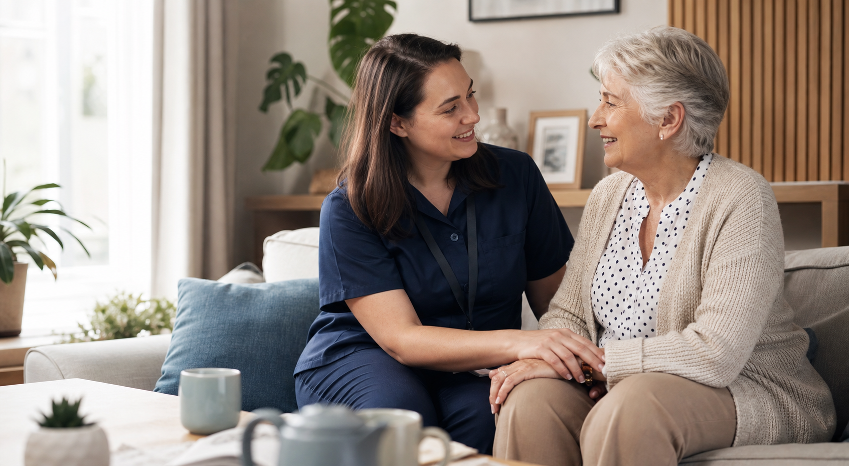 A Care Ox carer supporting an older adult at home with warmth and dignity